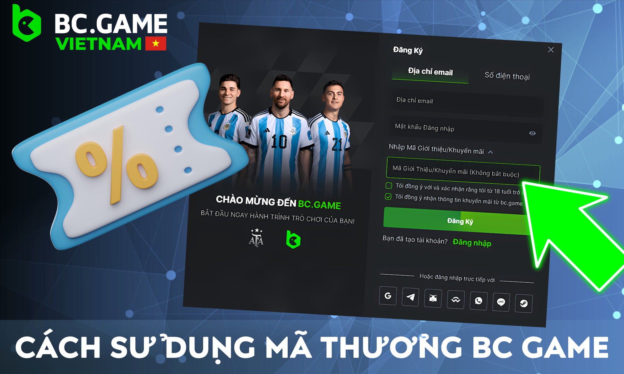 Hướng dẫn từng bước cách sử dụng mã khuyến mại trong BC Game